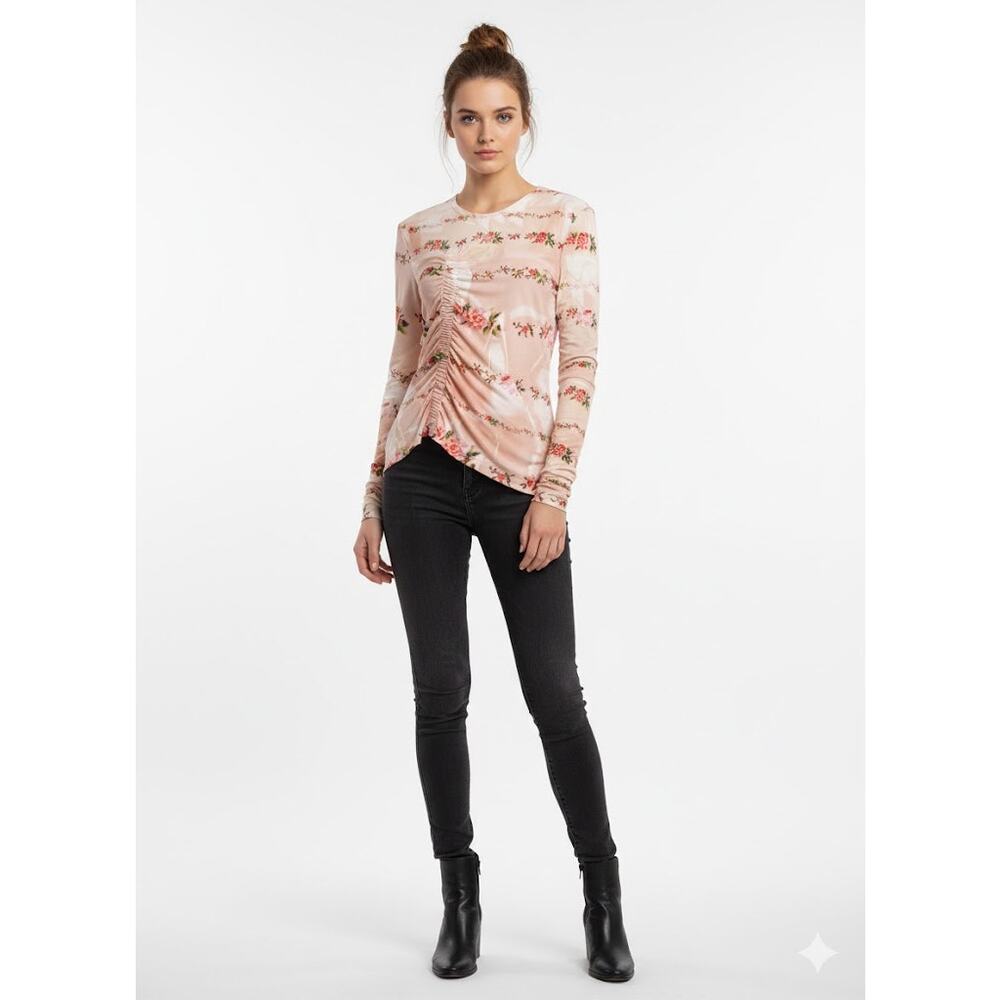 NWT Preen by Thornton Bregazzi Misha Top Pink Blouse Size XL Stretch Crepe $498